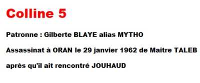 ORAN, le 29 Janvier 1962
Assassinat de Maitre TALEB
